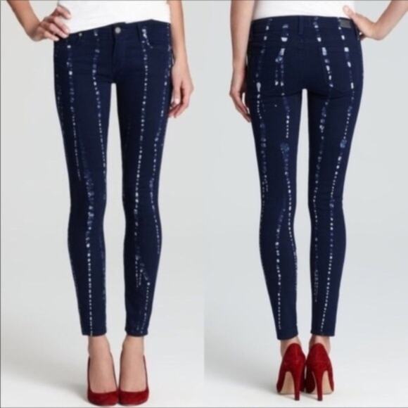 Paige Verdugo Ultra Skinny Summer Night Batik bleach dyed denim jeans sz 27 - Picture 1 of 5